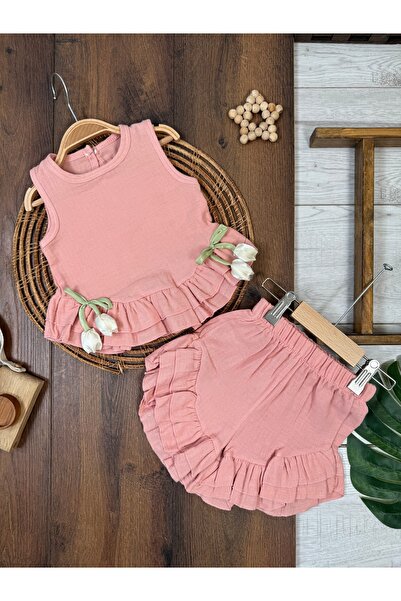 my petit panda Muslin Fabric Summer Girl's Set with Tulip Flower Accessories ...