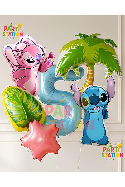 Parti Station Lilo Stitc Balloon and Angel Balloon 5 Years Old 6 Piece Giant ...