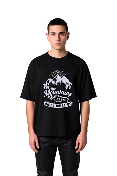 PayBuy Men's Oversize T-Shirt Mountain Graphic Print Outdoor Adventure Theme ...