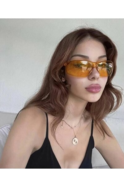 Genel Markalar Unisex Turuncu Cam Retro Güneş Gözlüğü – UV Korumalı Şık Tasarım