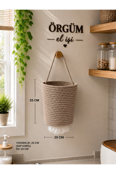 ÖRGÜM Bag Holder 25X18 cm Decorative Wicker Look Bag Holder