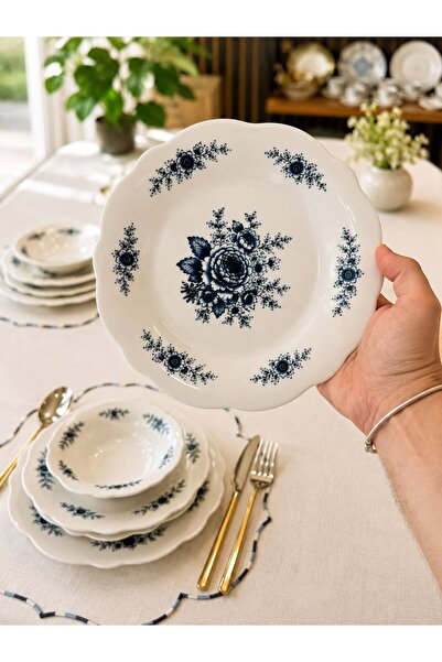 Onedekor 24 Parça 6 Kişilik Porselen Yemek Takımı Belmonte Blue Mira
