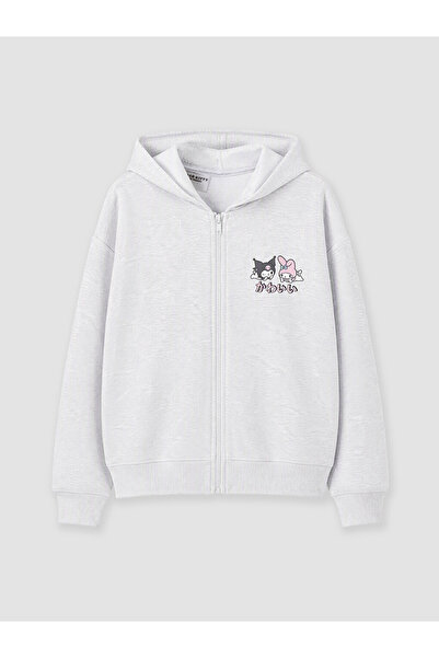 LC Waikiki Siva dukserica za devojčice sa kapuljačom i Hello Kitty printom