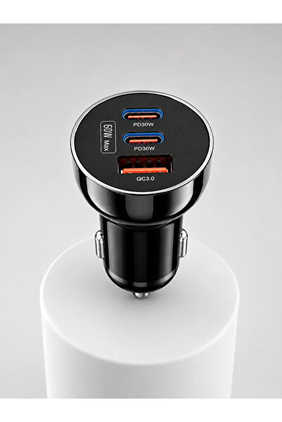 Epilons 3 Portlu Araç İçi Şarj Adaptörü Çift PD Type-C ve QC3.0 USB Çıkışlı