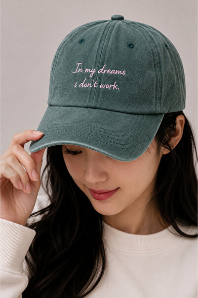 barsdepo Green Hat Embroidered Vintage Cotton Fabric Light Pink Embroidery I ...