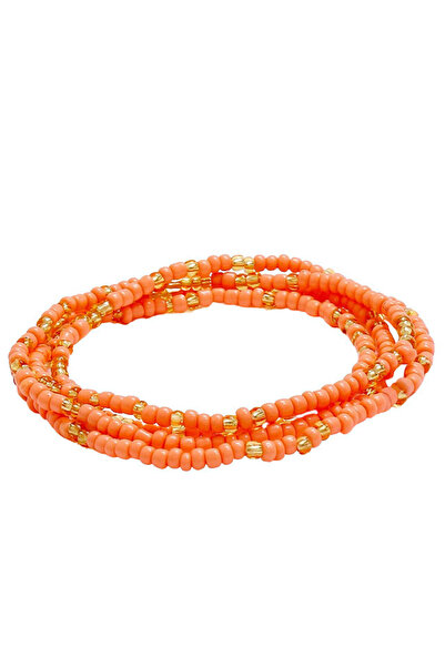 VeeShop Lant de corp pentru talie, sirag elastic de margelute colorate - Corai