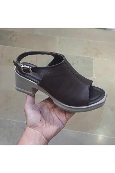 ENZO KADIN İÇİ-DIŞI HAKİKİ DERİ ANATOMİK PLATFORM TABAN 7 cm KALIN TOPUK KAHV...