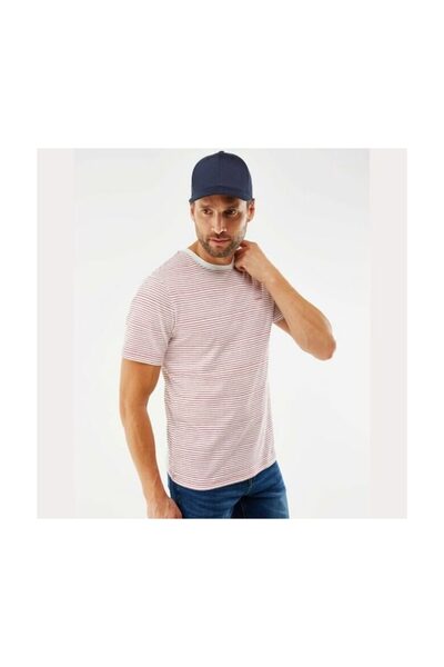 MEXX T-Shirt Ριγέ Λευκή - Κόκκινη Με Λαιμόκοψη