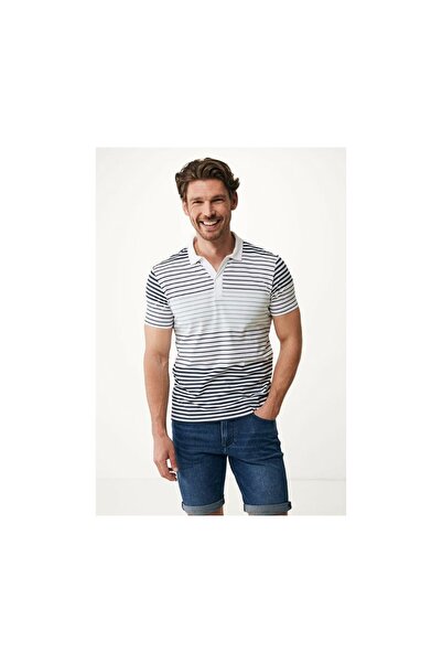 MEXX Fashion Ανδρικό Polo Κοντομάνικο Λευκό με Ρίγες