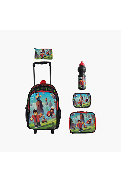 Royal Falcon Action Hero Blox 5-Piece School Trolley Backpack Set for Boys 5-...