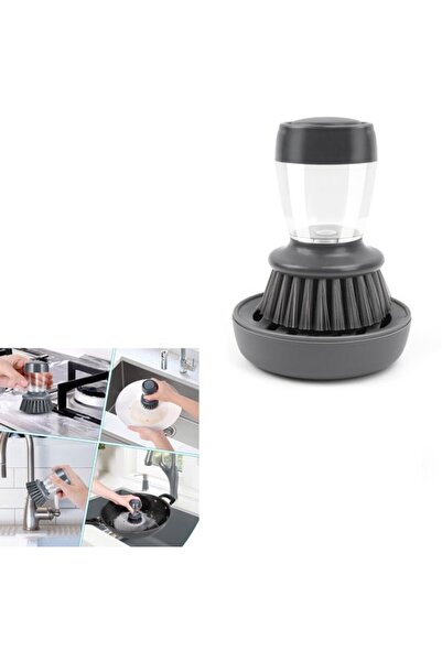 STARSTAR Two-piece dishwashing brush set with soap dispenser, gray