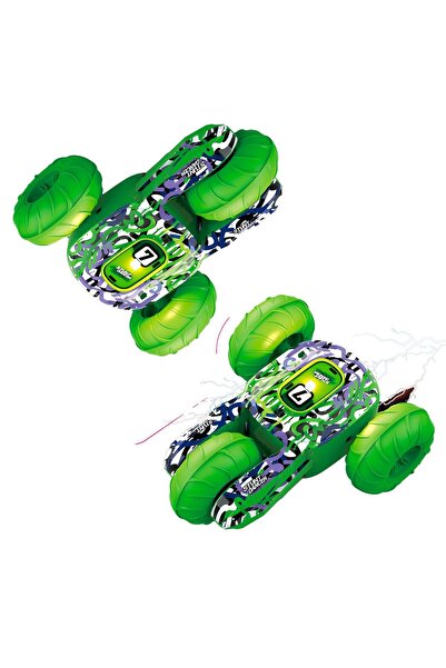 OEM Mașină RC de cascadorii verde cu telecomandă, lumini și rotație 360 °   S...
