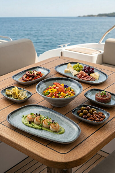 Happy Chef Grey Quartz 7 Parça Yemek Takımı, Thermoset Melamin