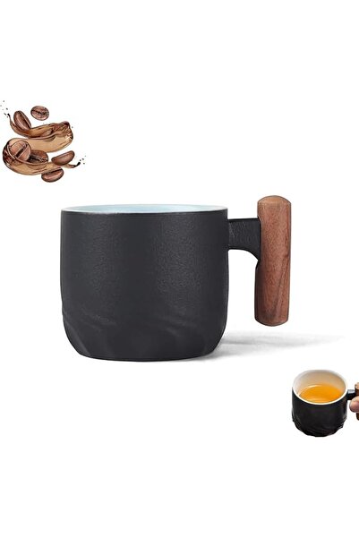 Tazweeq Ceramic Coffee Cup With Wooden Handle - Espresso, Latte, Cappuccino M...