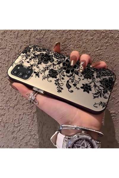CHICASELUX Samsung Galaxy A31 Compatible Elegant Black Lace Flower Pattern Ca...