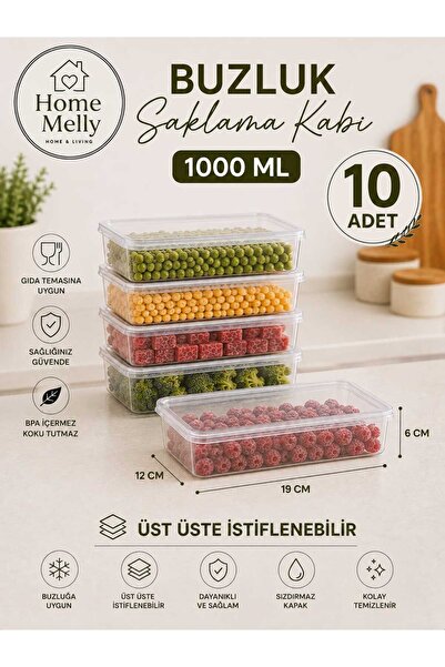 btm home Set of 10 1 Liter Storage Containers with Self-Locking Lids, Suitabl...