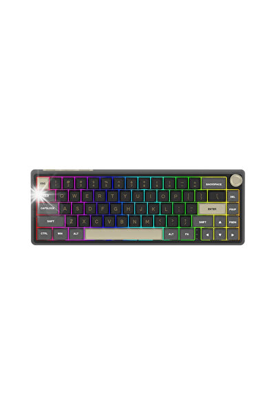 AQIRYS Tastatură mecanică cu 65%/68 de taste, Mod dual: Wireless și Bluetooth...