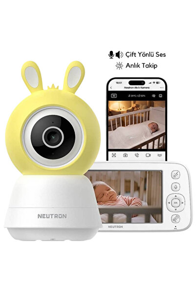 NEUTRON NTL-BC-04WBM Monitörlü Bebek Kamerası, Ebeveyn Ekranlı ve Ninni Özell...