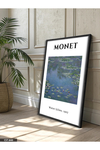 Evinemoda Monet Water Lilies One Piece Wooden Framed Painting