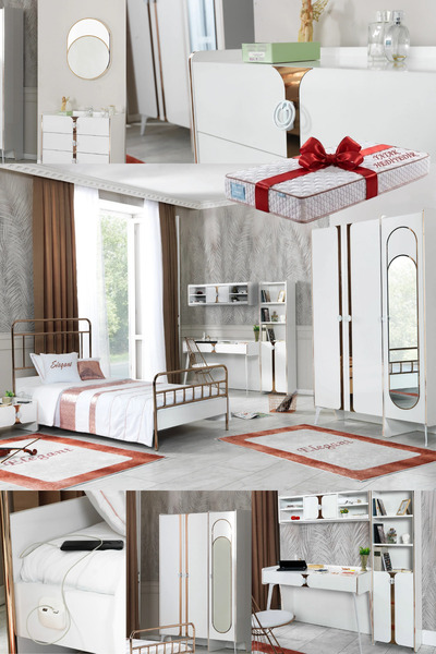Palmera Elegant Genç Odası Takımı 7 Parça Kampanyalı Tam Set MDF - Gardırop K...