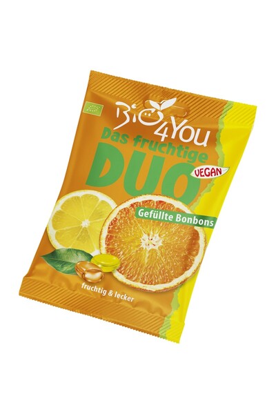 BIO4YOU Bomboane duo organice cu portocală și lămâie, 75g
