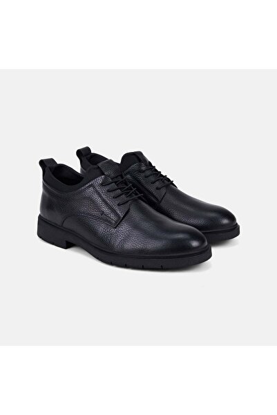 Desa Men's Black Lace-Up Flexible Ankle Leather Classic Shoes