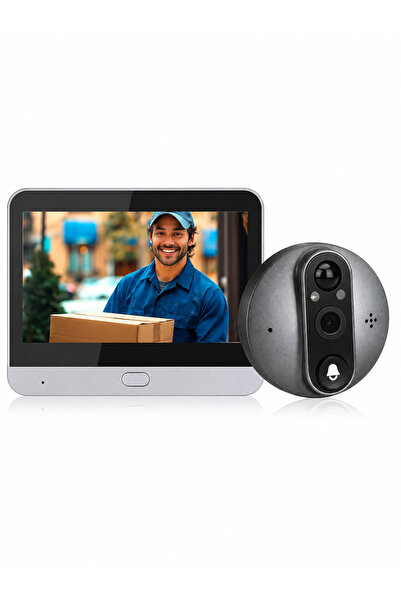 Akıllı Dijital Kapı Dürbünü 4.3 İnç LCD Ekranlı WiFi Görüntülü Kapı Zili 1080P HD Kamera Hareket Sensörlü Tuya Smart Life Destekli