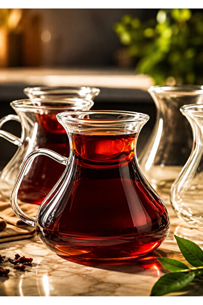 Paşabahçe 4'lü kulplu Borosilikat Cam Çay Bardağı -Geniş Model 200 ml
