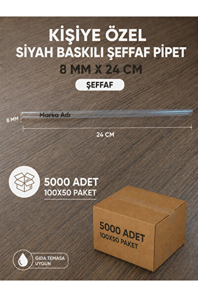 Mucit Manda Jelatinli Kişiye Özel Baskılı Frozen Pipet 8mm 24 cm - Siyah Bask...