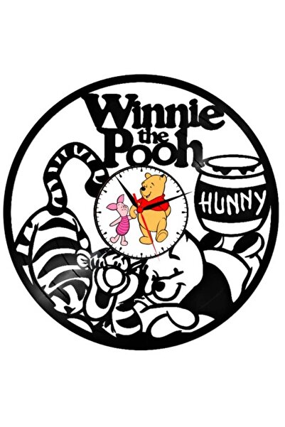 Disney Ceas de perete decorativ din disc de vinil, Model Winnie the Pooh, Tig...