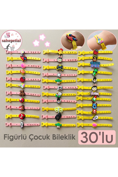 Salsepetial 30’lu Sevimli Figürlü Bileklik Hediyelik Çocuk Bileklik Karne Gün...