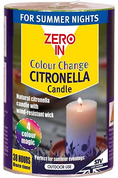 Zero In The Buzz Citronella Colour-Change Pillar Candle, Heat Activated LED C...