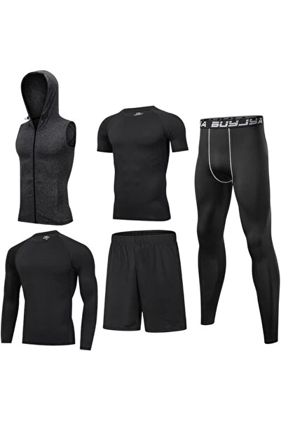 GENERAL BUYJYA 5Pcs Men's Compression Pants Shirt Top Long Sleeve Jacket Athl...
