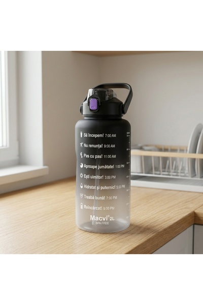 DeaL Sticlă de apă fitness multicoloră de 2L cu duză și mâner — Hidratare mot...