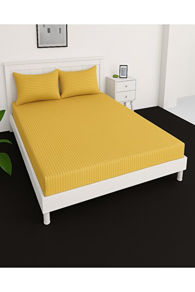 MAXQON ® Deep Fitted Bed Sheet with Pillow Covers, Color Gold