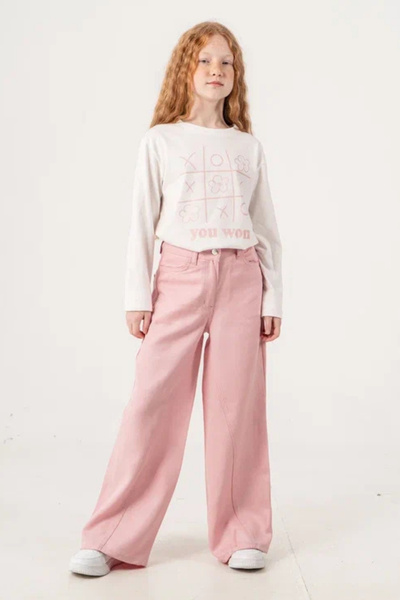 GİYİCEM TEKSTİL Pantaloni din denim pentru fete, stil Palazzo City, 2580