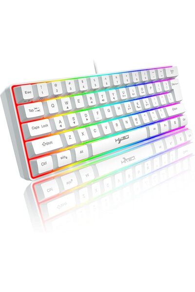 KUIYN لوحة مفاتيح ألعاب سلكية RGB بنسبة 60%، لوحة مفاتيح صغيرة محمولة مدمجة ب...