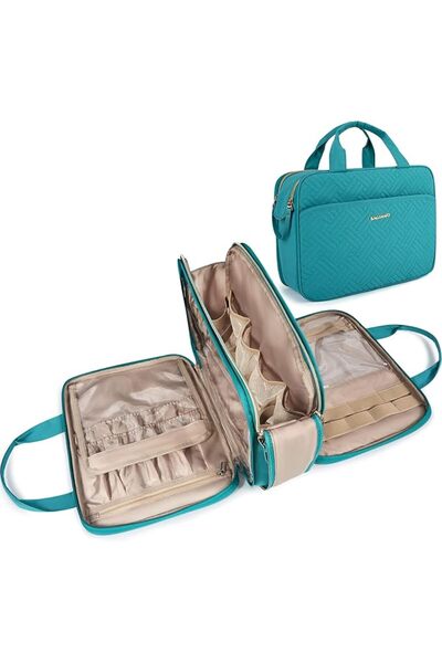 BAGSMART Large Toiletry Bag, Travel Makeup Organizer Water-resistant Makeup C...