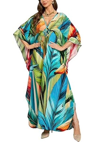 GENERAL Women's Bohemian Kaftan Maxi Loungewear Oversized Nightgown Homewear ...