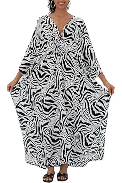 GENERAL Women Bohemian Kaftan Maxi Loungewear Nightgown Kimono Oversized Slee...