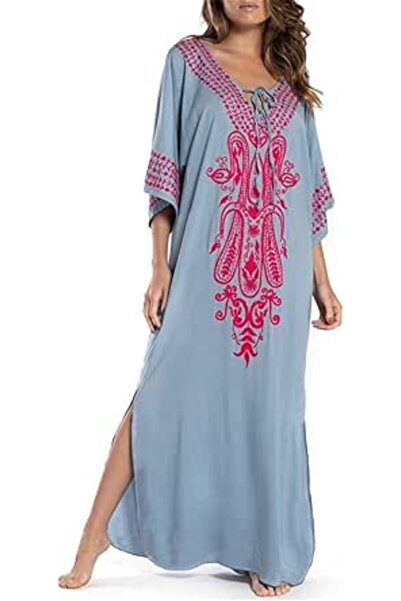 GENERAL Women's Cotton Kaftan Loungewear Boho Homewear Oversized Kimono Maxi ...