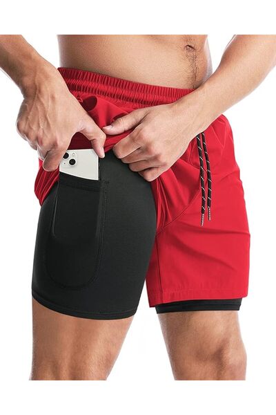 GENERAL Aolesy Men’s 2 in 1 Running Shorts, Workout Gym Athletic Shorts for M...