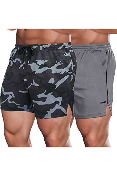 COOFANDY Men's 2 Pack Gym Workout Shorts Mesh Lightweight Bodybuilding Pants ...
