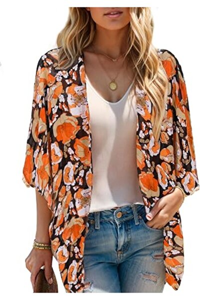 Moss Rose Women's Beach Kimono Coverup Sheer Chiffon Cover Ups, Casual Loose ...