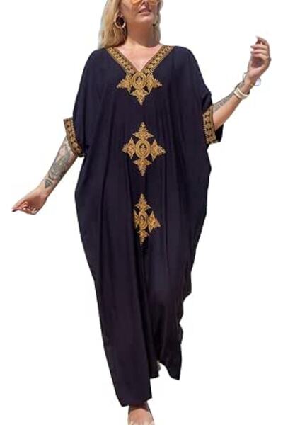 YouKD Wemon's Summer Long Kaftan Maxi Dress Bohemian Swimsuit Beach Cover Up ...