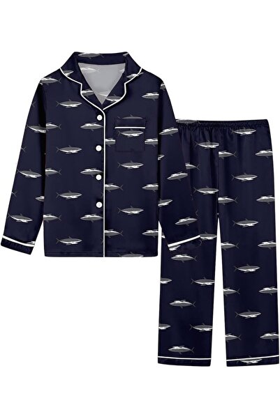 GENERAL Schbbbta Girls Boys Satin Pajamas Set, 2Piece Silk Nightwear Button-D...