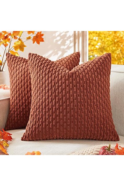K KEVIN TEXTILE 2 Packs Decorative Throw Pillow Covers 18x18 Inch for Living ...