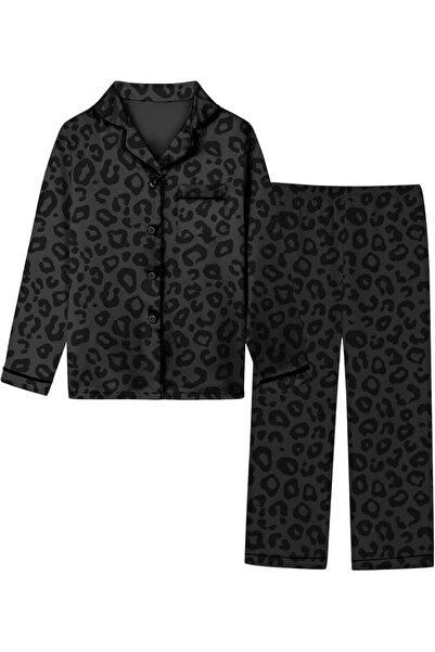 GENERAL Schbbbta Girls Boys Satin Pajamas Set, 2Piece Silk Nightwear Button-D...
