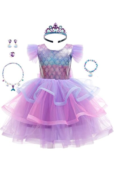 Yalla babY Yellow Princess Dress Costume for Girls Kids Dress Up with Free Ac...