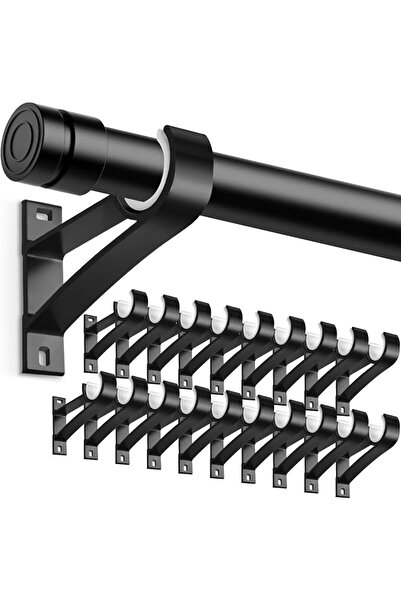 KOLAKO Curtain Rod Bracket, 20 Pack Heavy Duty Holders, Black Rod Hooks for W...